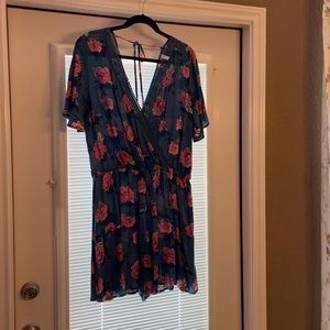 Turquoise floral romper